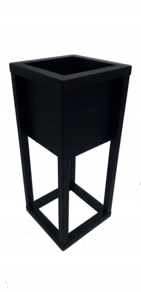 Pot de fleurs support métal 50cm robuste - Finition noir mat élégant