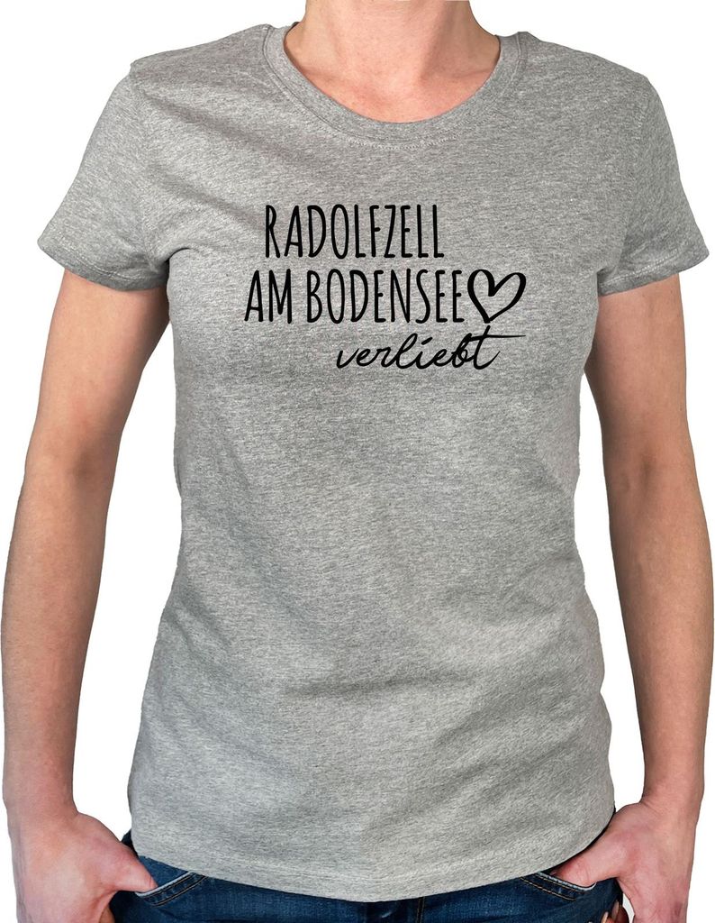 Huuraa Damen T-Shirt Radolfzell am Bodensee verliebt M Sport Grey Bio Baumwolle Fairtrade Damenshirt Geschenkidee
