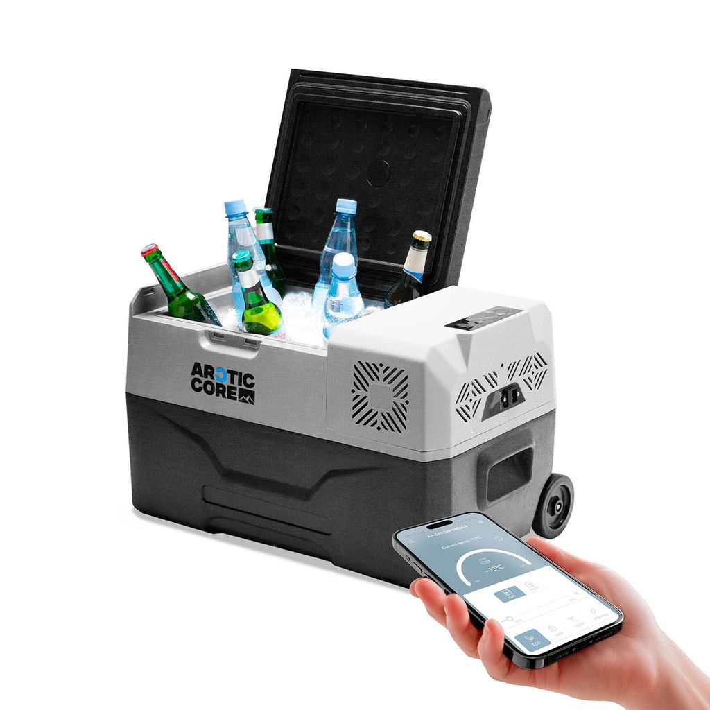 Belko ArcticCore Kompressor Kühlbox 30L – elektrische Kühl- & Gefrierbox – 12/24V & 100–240V – tragbare Auto Camping Kühltruhe – grau