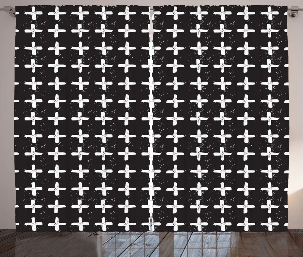 Rideau moderne rustique ABAKUHAUS gris anthracite et blanc 280 x 225 cm