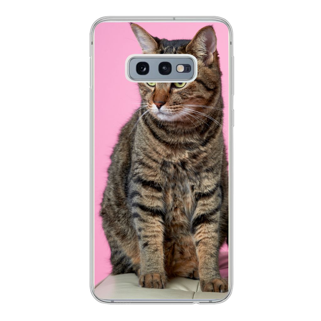 MuchoWow Handyhülle Schutzhülle Hülle für Samsung Galaxy S10e Katze - Rosa - Pouf - Mädchen - Kinder - Kinder Silikon Softcase Handy Hülle ...