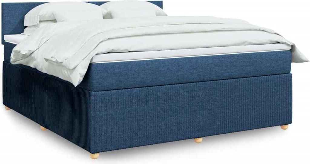 Boxspringbett mit Matratze Blau 180x200 cm Stoff
