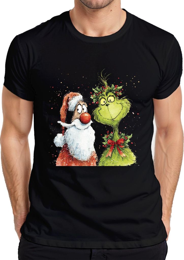 Grinch Weihnachtsmann lustig Weihnachten Geschenk Vintage Herren T-Shirt, Schwarz, S