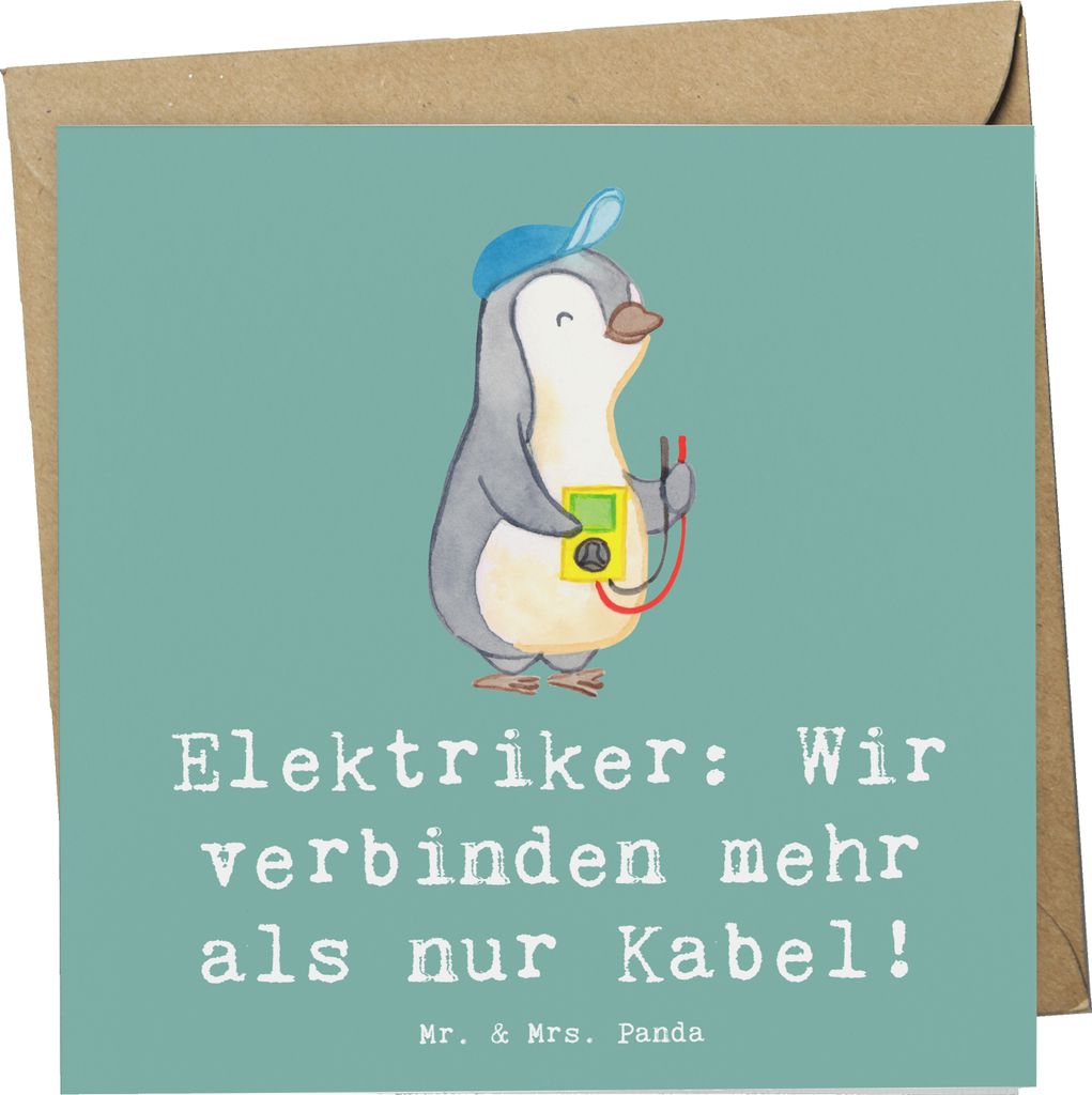 Mr. & Mrs. Panda Grußkarte Elektriker Verbindungen - Meeresbrise - Geschenk, Wärme, Berufspassion, Elektromeister, anlasskarte, Glückwunschkarte...