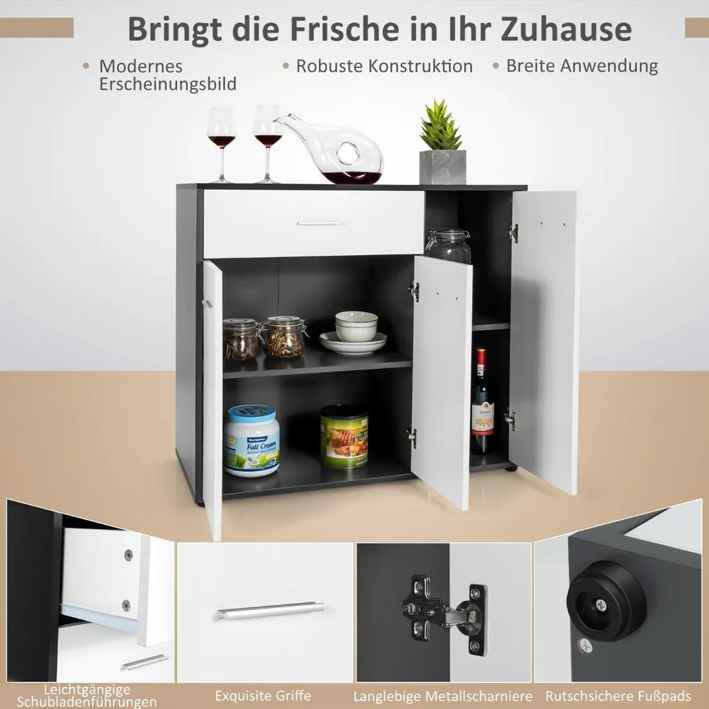 Buffet de rangement modulable avec tablette ajustable et tiroir blanc - 4
