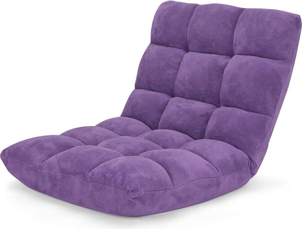 Bodenstuhl 14-stufig verstellbar, Sitzkissen für Innenraum, Sitzsack Sofa Bodenkissen, Sitzmatte mit Rückenlehne, Faules Sofa, Bodensessel faltba...
