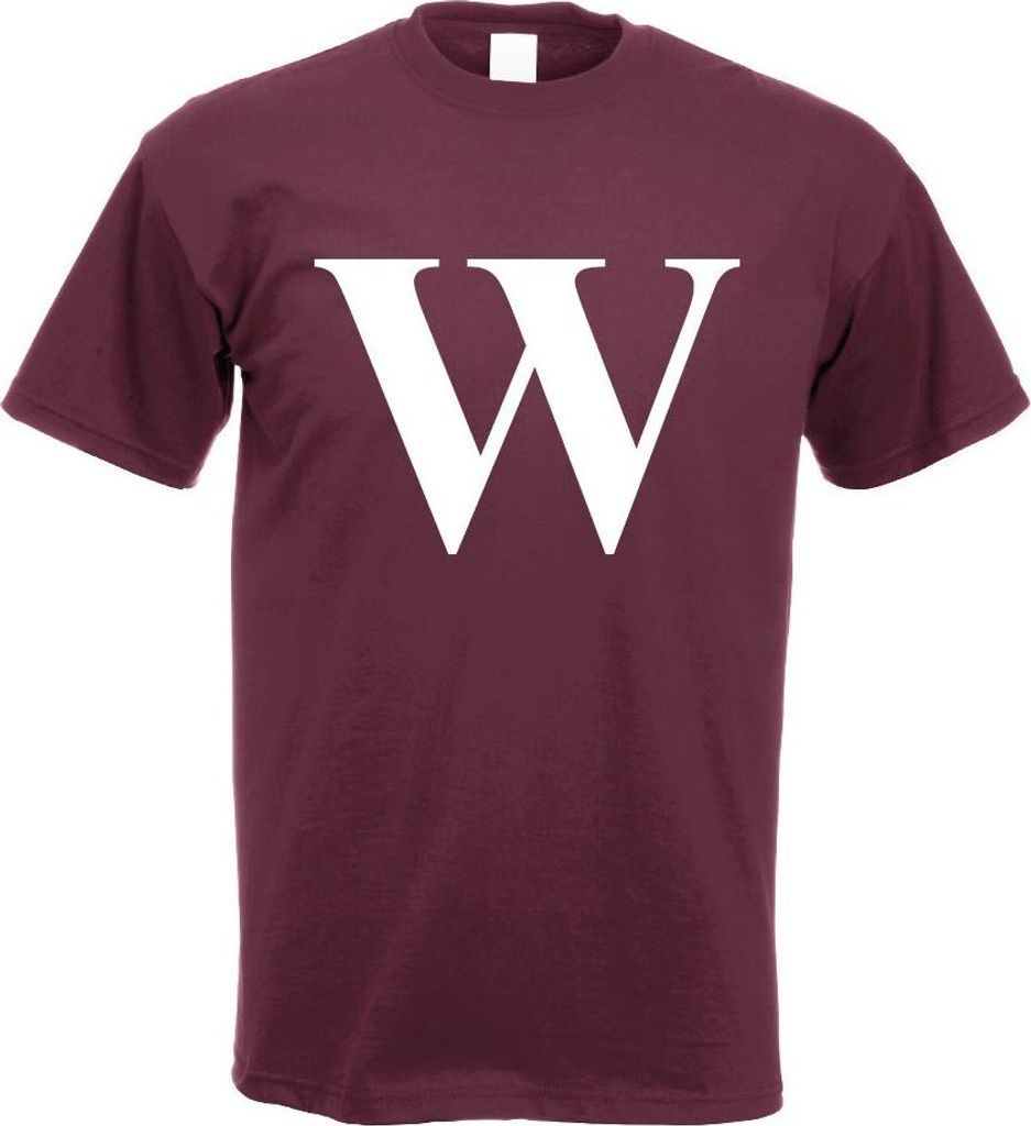 Kiwistar - T-Shirt - Burgund - Buchstabe W - Alphabet Motiv Bedruckt Funshirt Design Print - mit Motiv Bedruckt - Funshirt Design - Sport - Freizei...