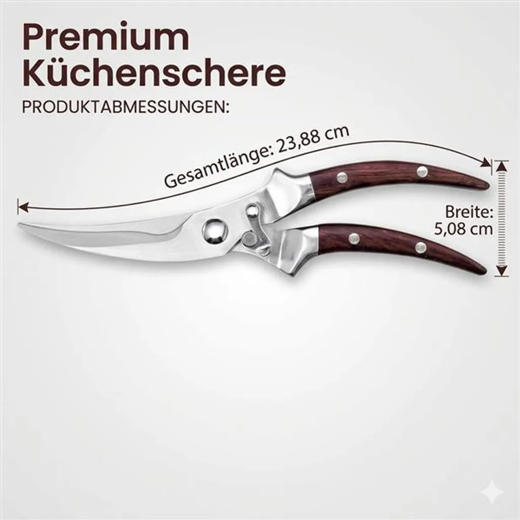 Ciseaux à volaille robustes 24 cm, acier inox et manche bois haute précision - 4