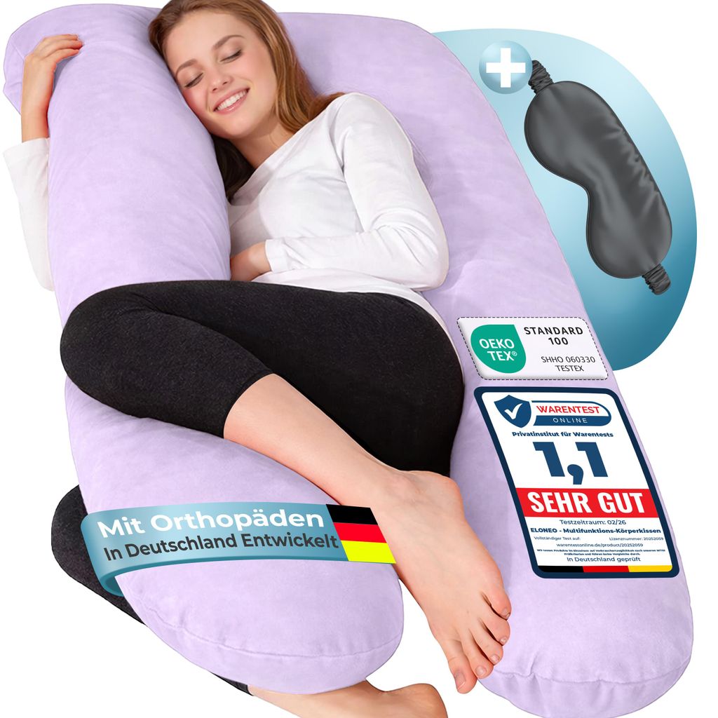ELONEO Seitenschläferkissen mit Bezug, Stillkissen, Produktbild 
