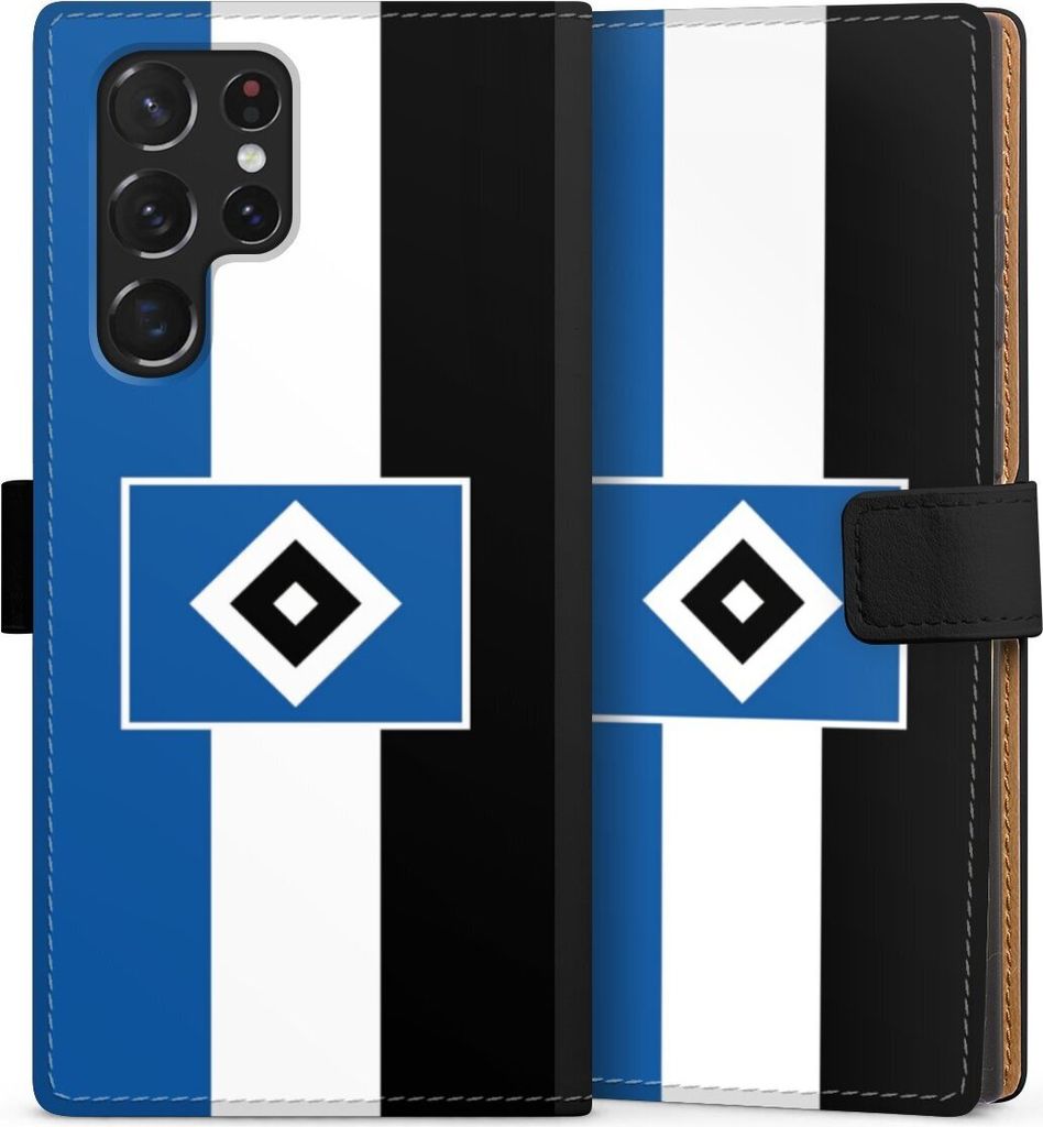 DeinDesign Klapphülle für Samsung Galaxy S22 Ultra Handytasche Lederhülle Tasche HSV Hamburger SV Streifen