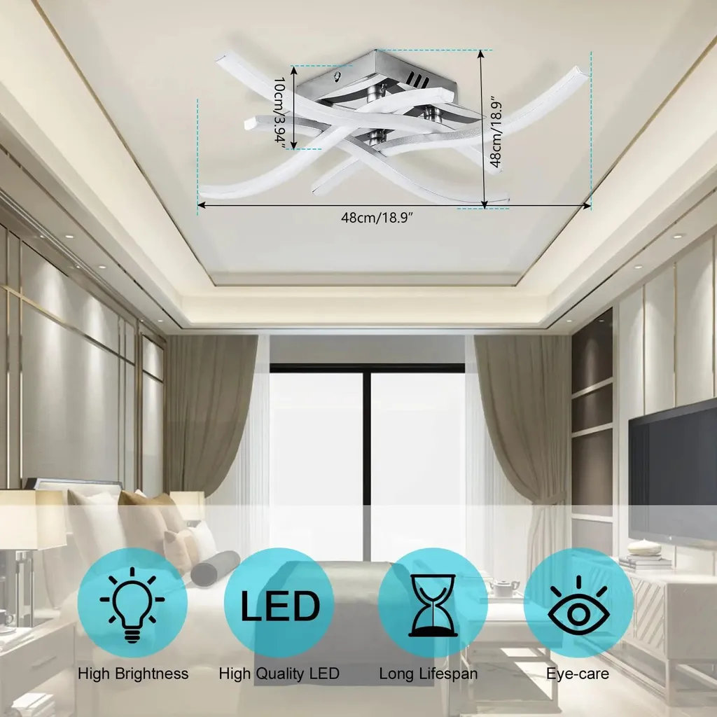 Plafonnier design argenté à LED intégrées 27W lumière blanche 6000K - 5