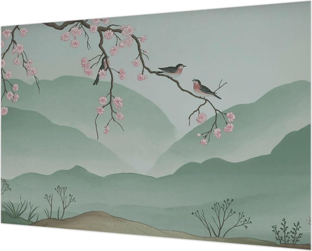 Wandtapete - Dekorative Tapete für Wohnzimmer - Tapetenfolie für Wanddekoration - 152x104 cm - Japanische Serenade