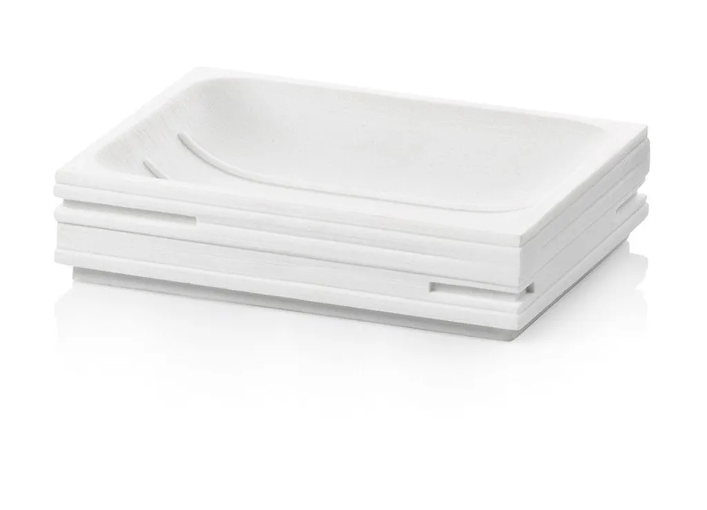 Porta sapone, 11,5 x 8,5 cm, poliresina, bianco - Kela | Posidon