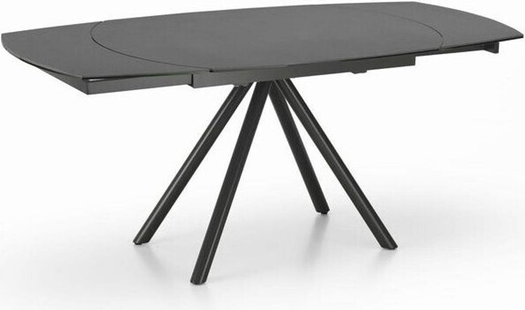 Kyoto Four ausziehbarer Tisch aus gehärtetem Glas in Graphitgrau, bis zu 180 cm