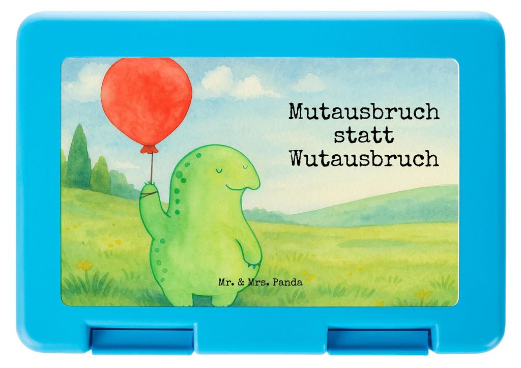 Mr. & Mrs. Panda Brotbehälter Schildkröte Luftballon Design - Weiß - Geschenk, Bento Box, Motivationsspruch, Essensbox, Schildkröten, mutig, Lu...