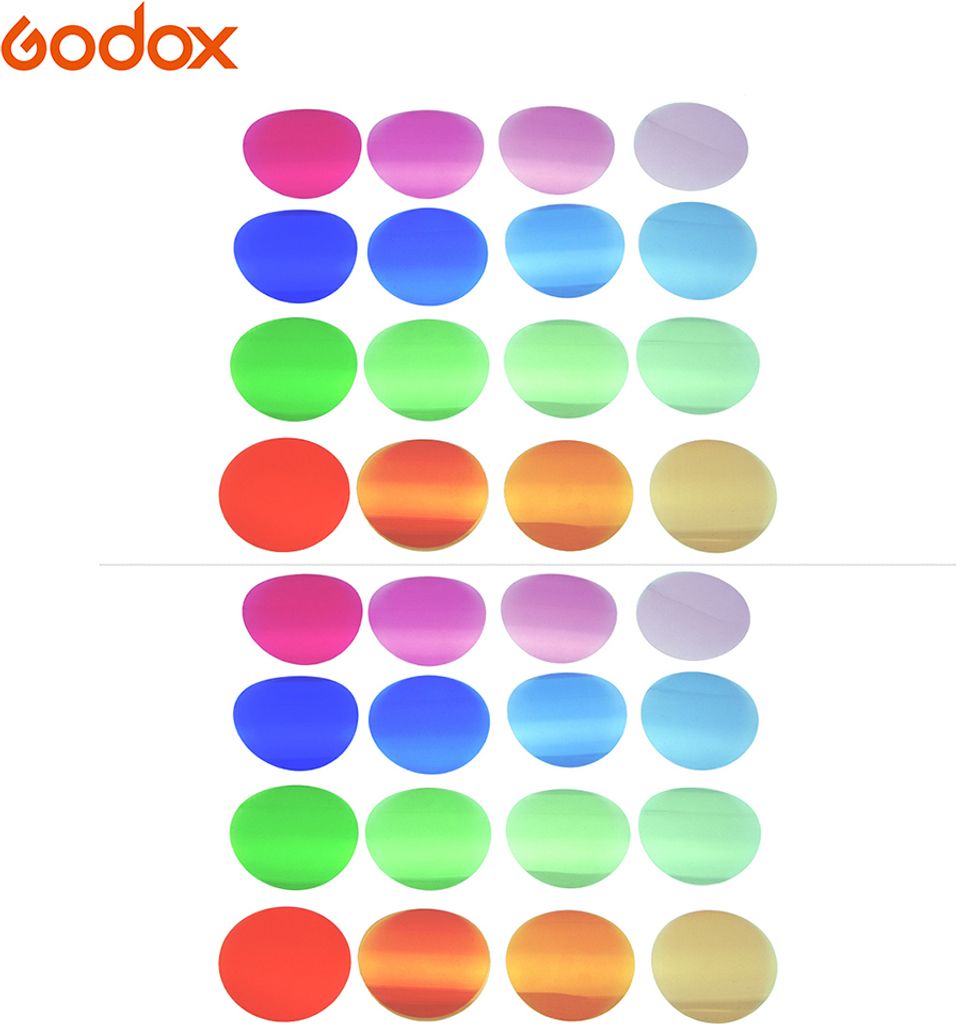 Godox V-11T Farbfilter-Kit Farbgelfilter 16 verschiedene Farben * 2 fuer Rundkopf-Blitzgeraete der Godox V1-Serie