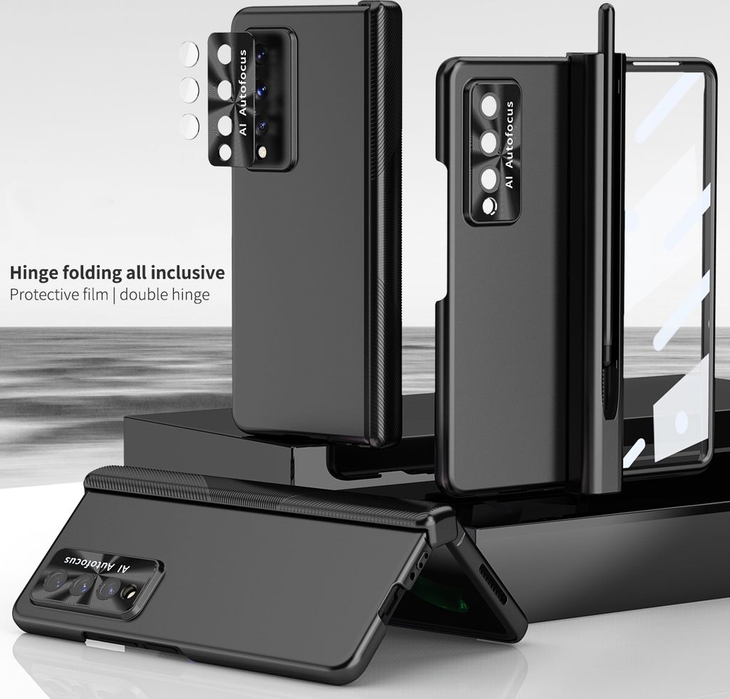 Galaxy Z Fold4 Hülle, Magnet Scharnierschutz Stifthalter, Überzug PC Kratzfest Schutzhülle mit Linsenfolie, Displayschutz für Samsung Galaxy Z ...