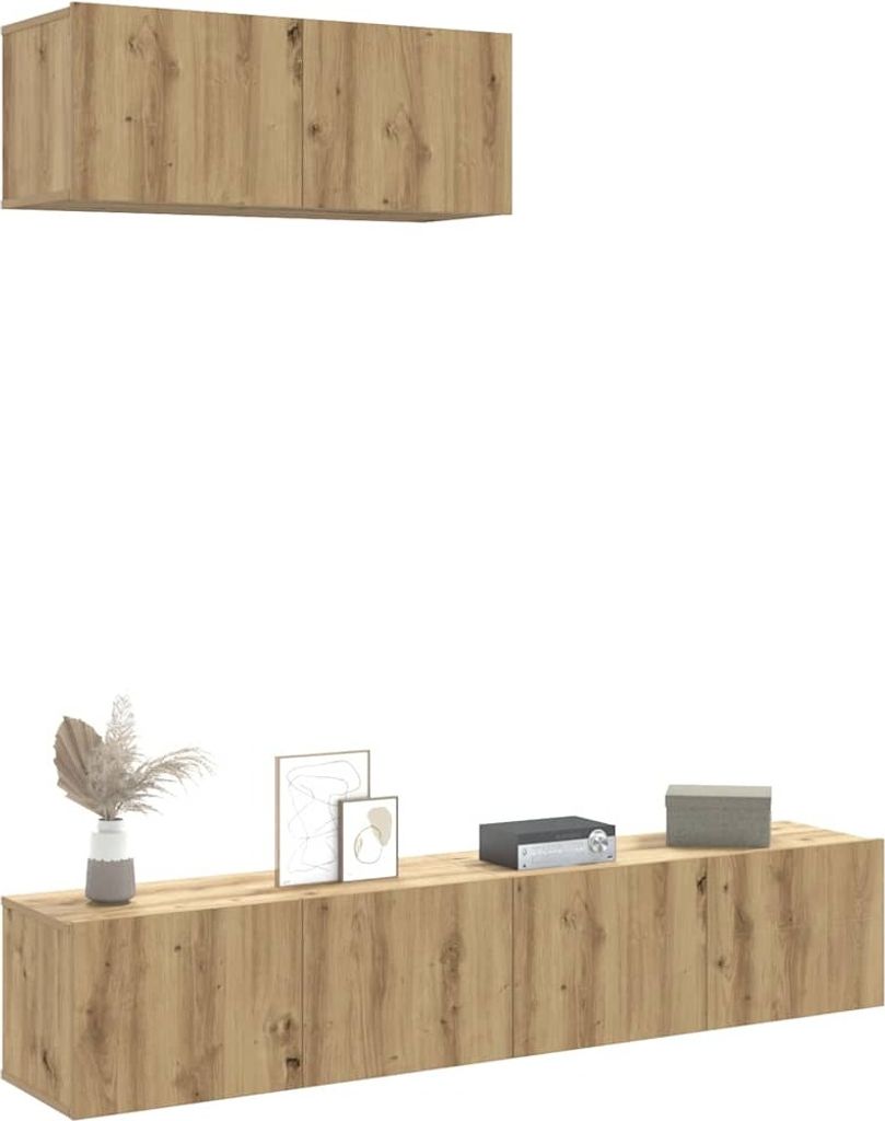 Maison Exclusive - 3-tlg. TV-Schrank-Set Wandmontage Artisan-Eiche Holzwerkstoff