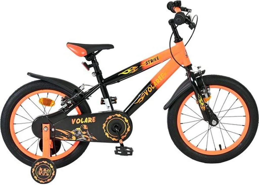Vélo garçon 16 pouces Volare Strike noir orange avec double freinage