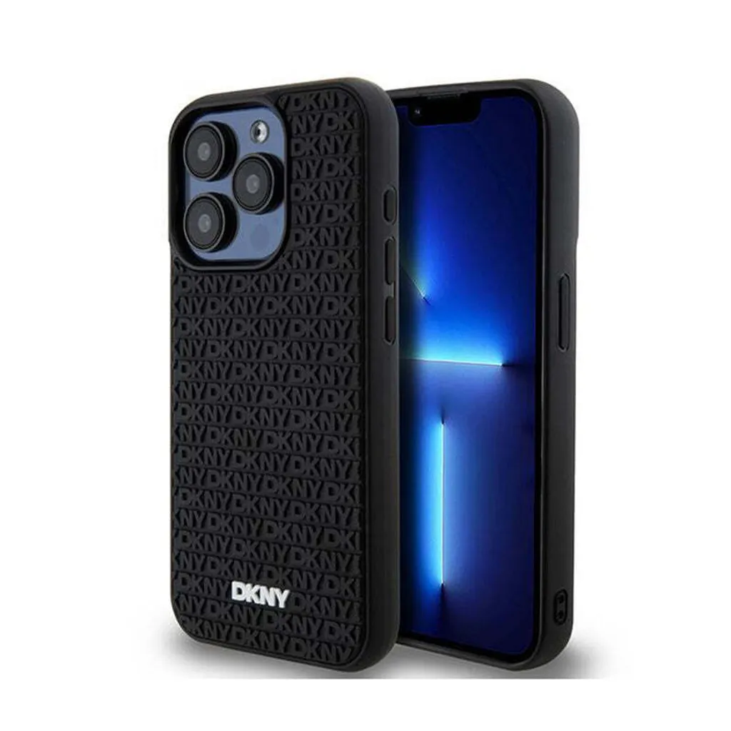 Cover iPhone 15 Pro DKNY 3D Rubber Pattern - Look New York Nero