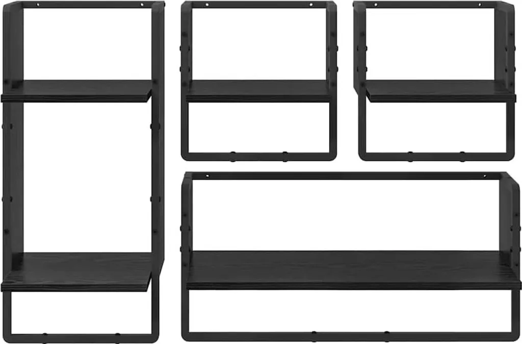 Set 4 Mensole da Muro SYFAX 65cm Rovere Nero | Arredo Casa Chic - 8