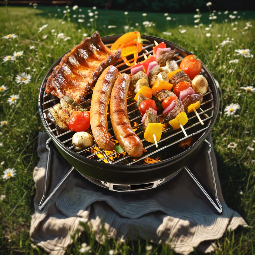 Tragbarer Runder Grill – Der perfekte Outdoor- und Camping Grill für Picknick, Garten & BBQ!