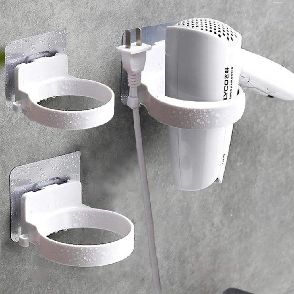 Support pour sèche-cheveux mural universel en acier inox chromé - Modèle S1