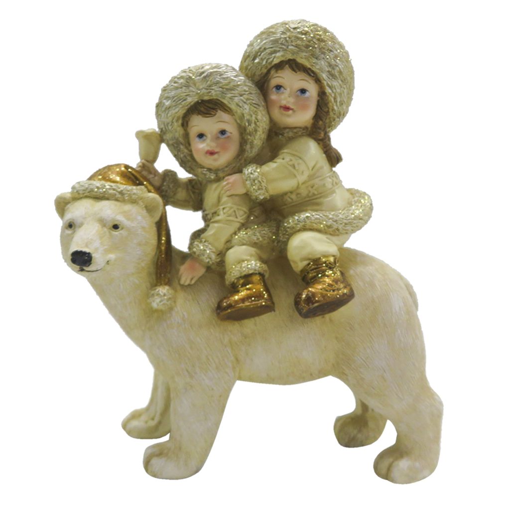 Clayre & Eef Figur Kinder 13x7x15 cm Beige Goldfarbig Produktbild 