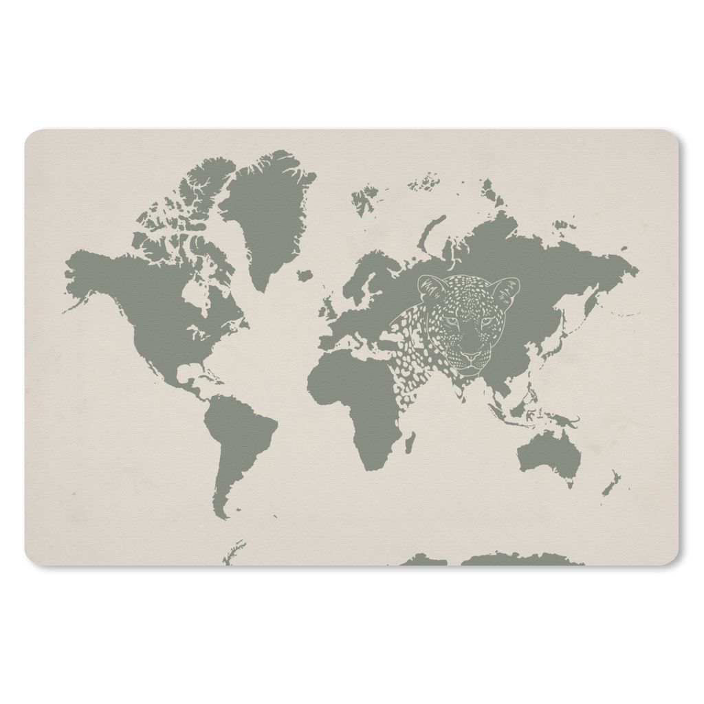 MuchoWow Mauspad Mousepad Weltkarte - Tiere - Panther 27x18 cm - Mousepads - Maus Mat - Pad - Mausunterlage - Büroartikel - Desk Matten