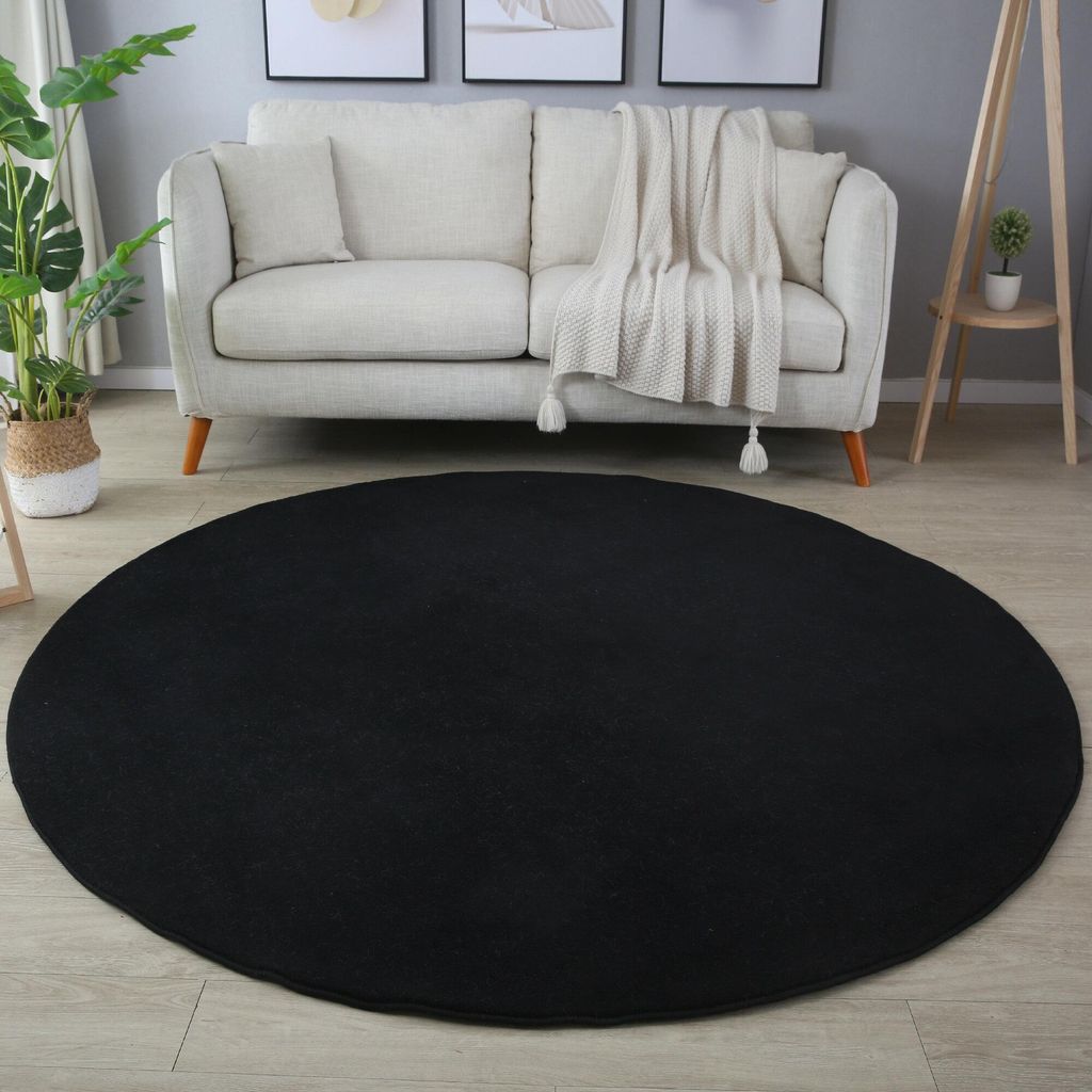 Sky tappeto pelo corto rotonda Ø 160cm nero Immagine del prodotto 