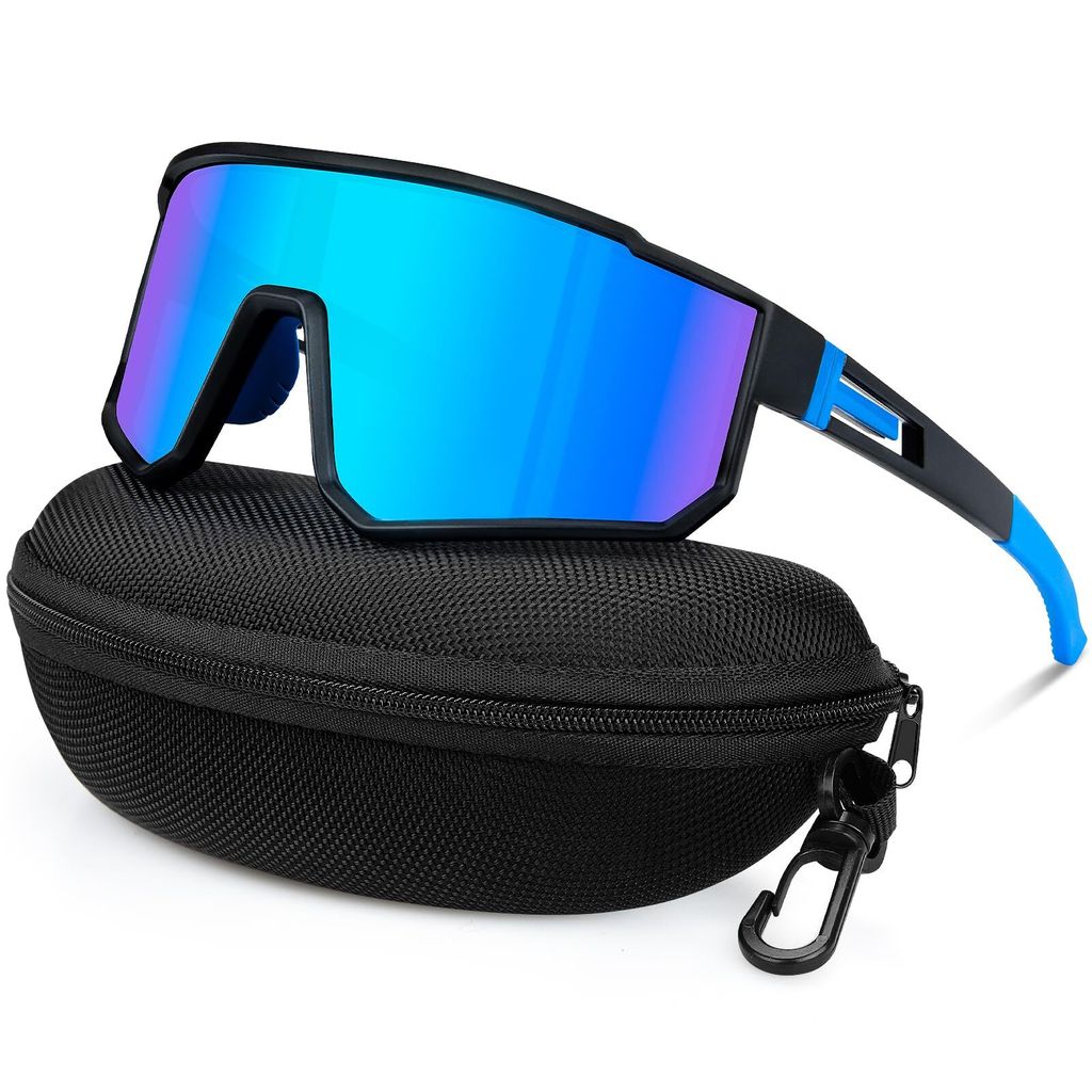 Sport Sonnenbrille Herren Damen, Polarisiert Fahrradbrille, UV400 Schutz Laufbrille, HD Ansicht Rutschfeste Schnelle Brille für MTB Rennrad Radfahren