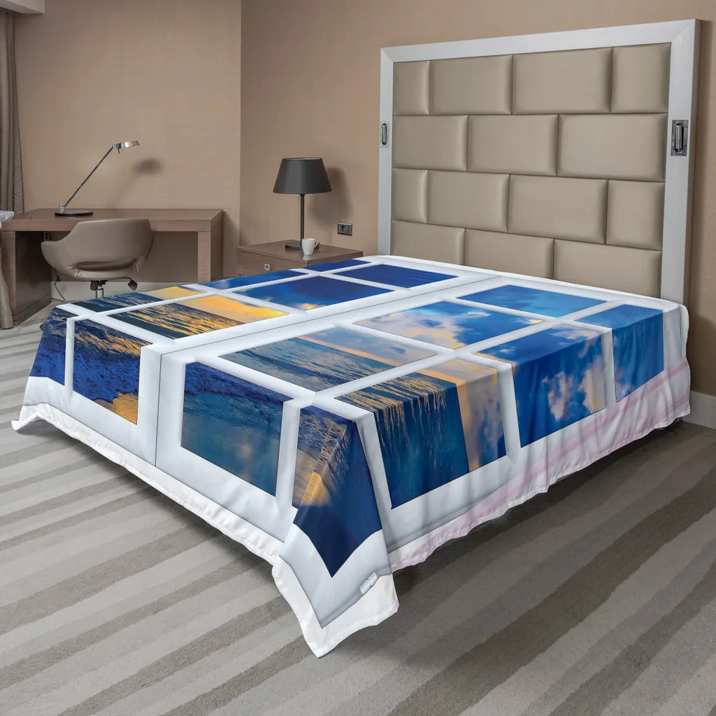 Drap de Lit Supérieur Motif Vue sur Mer avec Horizon Silence 260 cm