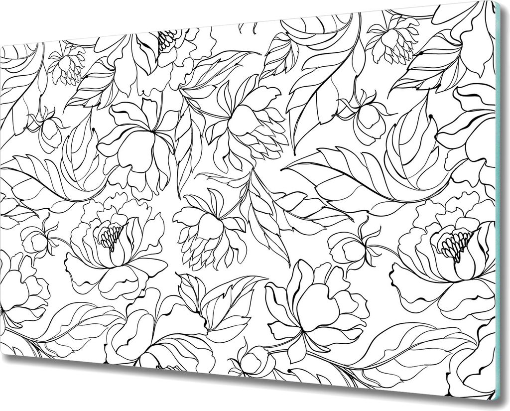 Glas-Herdabdeckplatte Glaskeramikkochfeld-Abdeckung Spritzschutz - 80x52 cm - Pfingstrosen Blumen