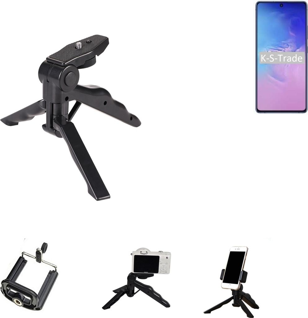 K-S-Trade Stativ Tisch-Ständer Dreibein Handy-Stativ Ständer kompatibel mit Samsung Galaxy Note 10 Lite Mini-Stativ Smartphone Tripod Handy-Stativ