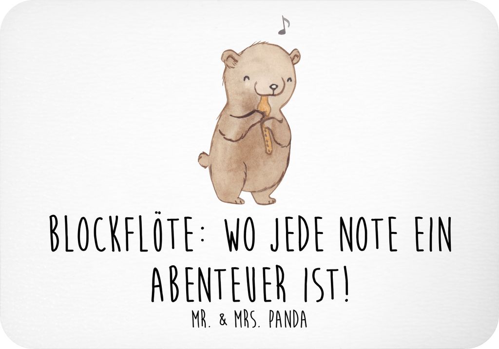 Mr. & Mrs. Panda magnet Abenteuer Blockflöte - Weiß - Geschenk, Noten, Instrument lernen, holzmagnet, zettelhalter, Kühlschrankmagnet, Altblockf...