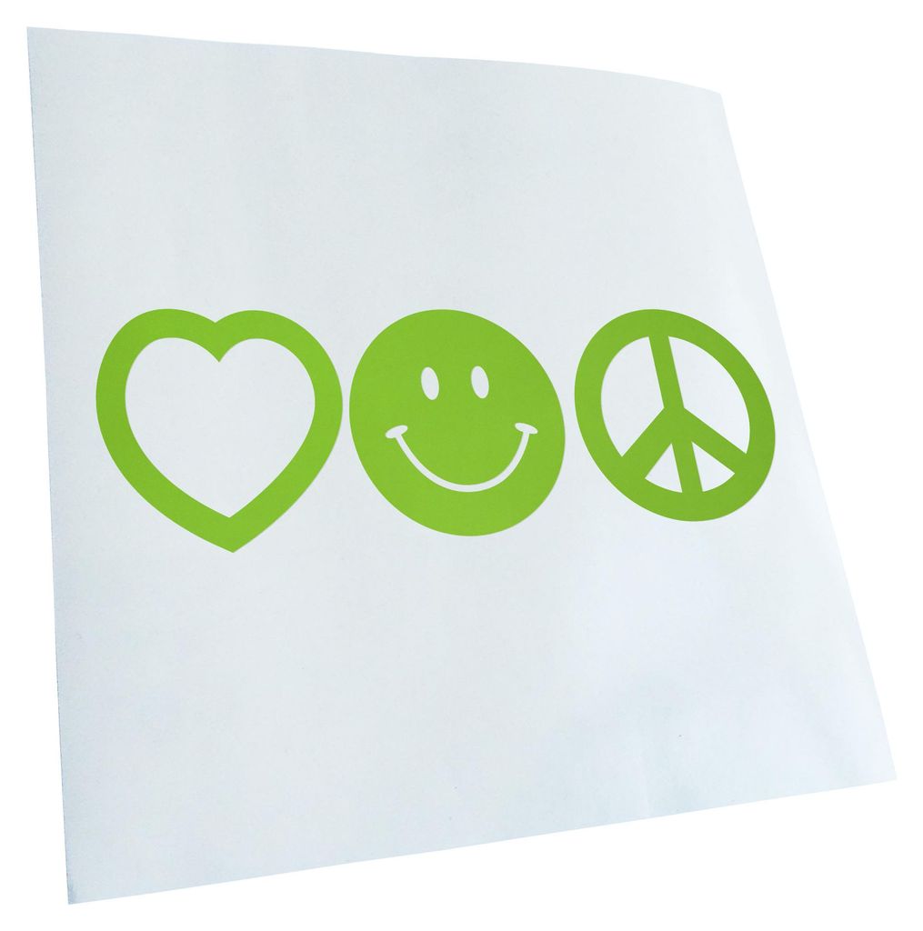 Kiwistar - Autoaufkleber - Love Happy Peace - Liebe Glück Frieden Heckscheibe - Aufkleber für Auto Kfz Fahrrad, LKW, Truck Mofa