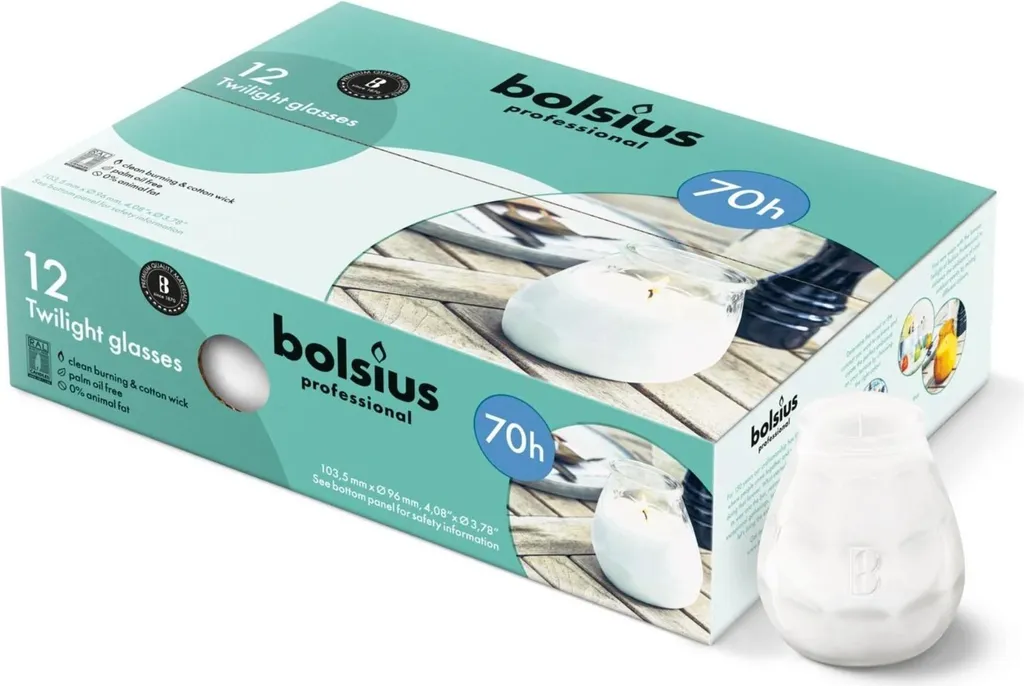 Bolsius Twilight Blanc Bougie avec Protection Vent Haute Durée 12 Pièces