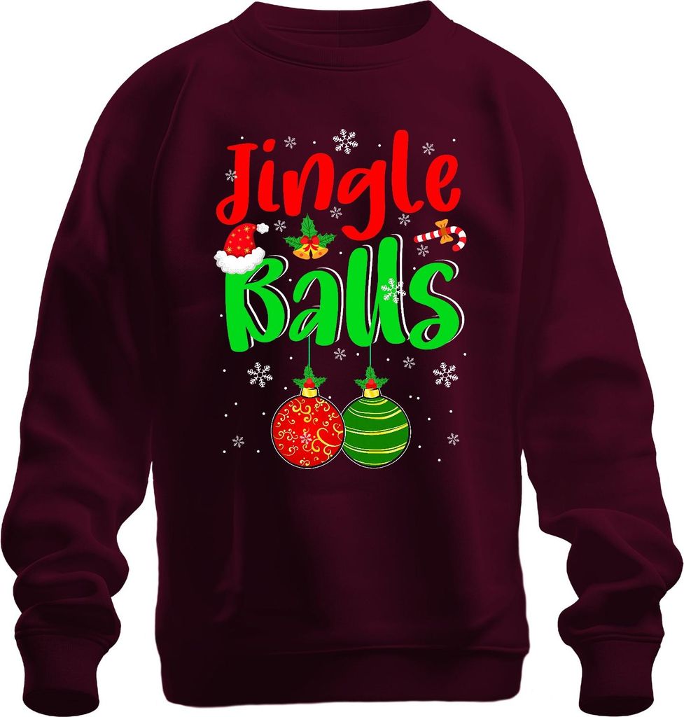 Jingle Balls Weihnachten Weihnachtskugeln Lustig Geschenk Uni Sweatshirt Pullover, Burgundy, M