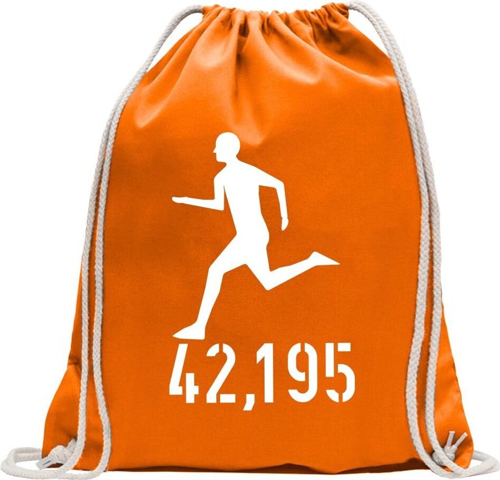 Kiwistar - Turnbeutel - mandarin - 42,195 Laufen - Fun Rucksack Sport Beutel Gymsack Baumwolle mit Ziehgurt