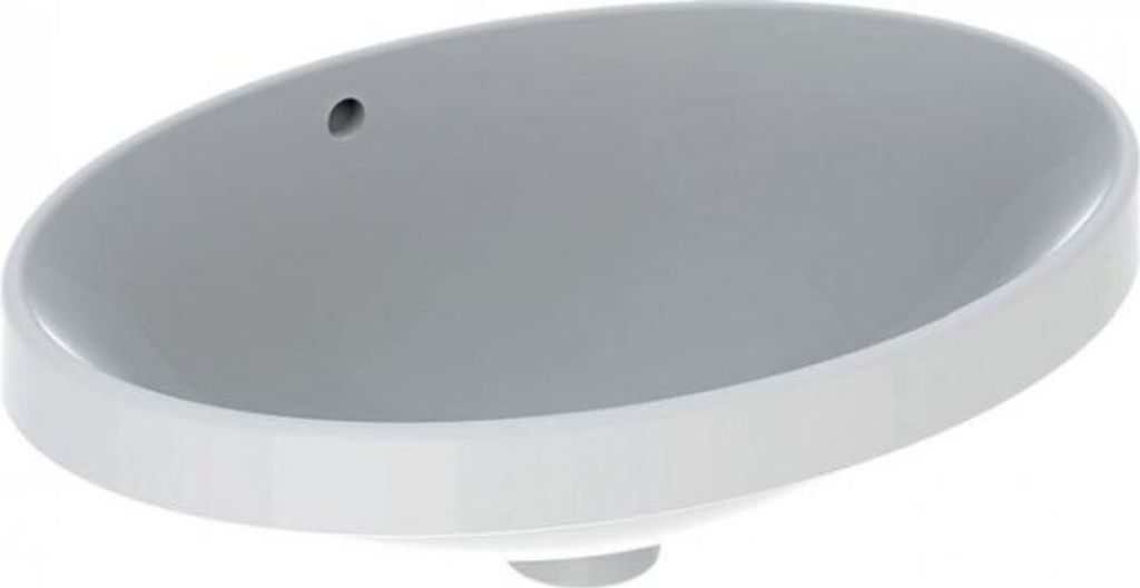 Geberit Einbauwaschtisch VariForm oval, 550 x 400 mm, ohne Hahnloch, mit Überlauf weiß