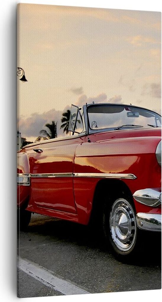 Bild auf Leinwand - Leinwandbild - Auto Kuba Himmel - 55x100cm - Wand Bild - Wanddeko - Wandbilder - Leinwanddruck - Bilder - Kunstdruck - Wanddeko...