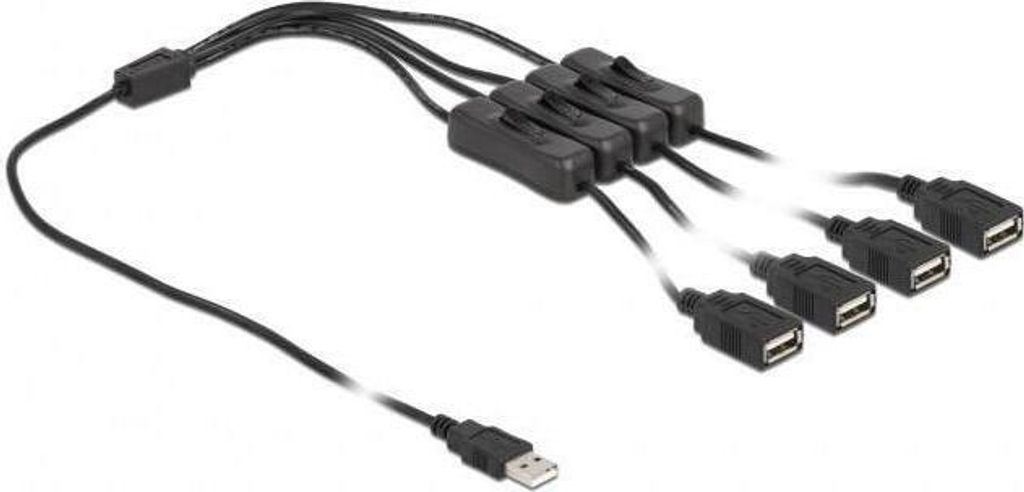 USB Typ-A Stecker zu 4x USB Typ-A Buchse mit Schalter 1m