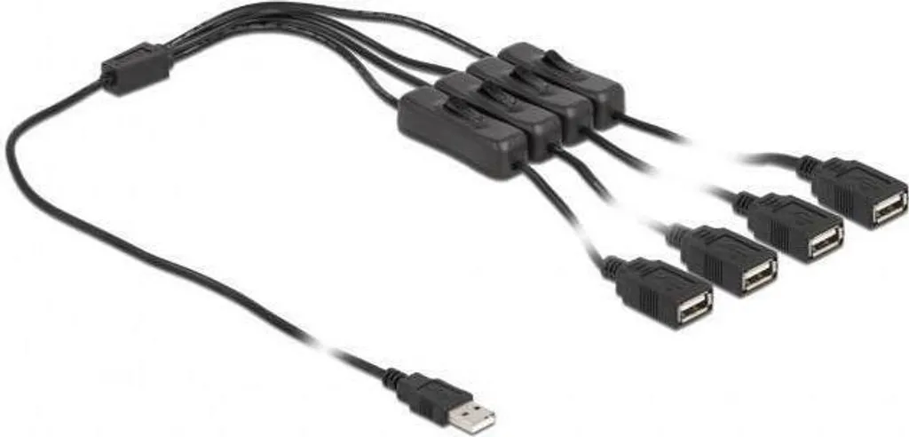 Câble USB 1m DeLOCK : passez de 1 à 4 ports avec interrupteur de sécurité