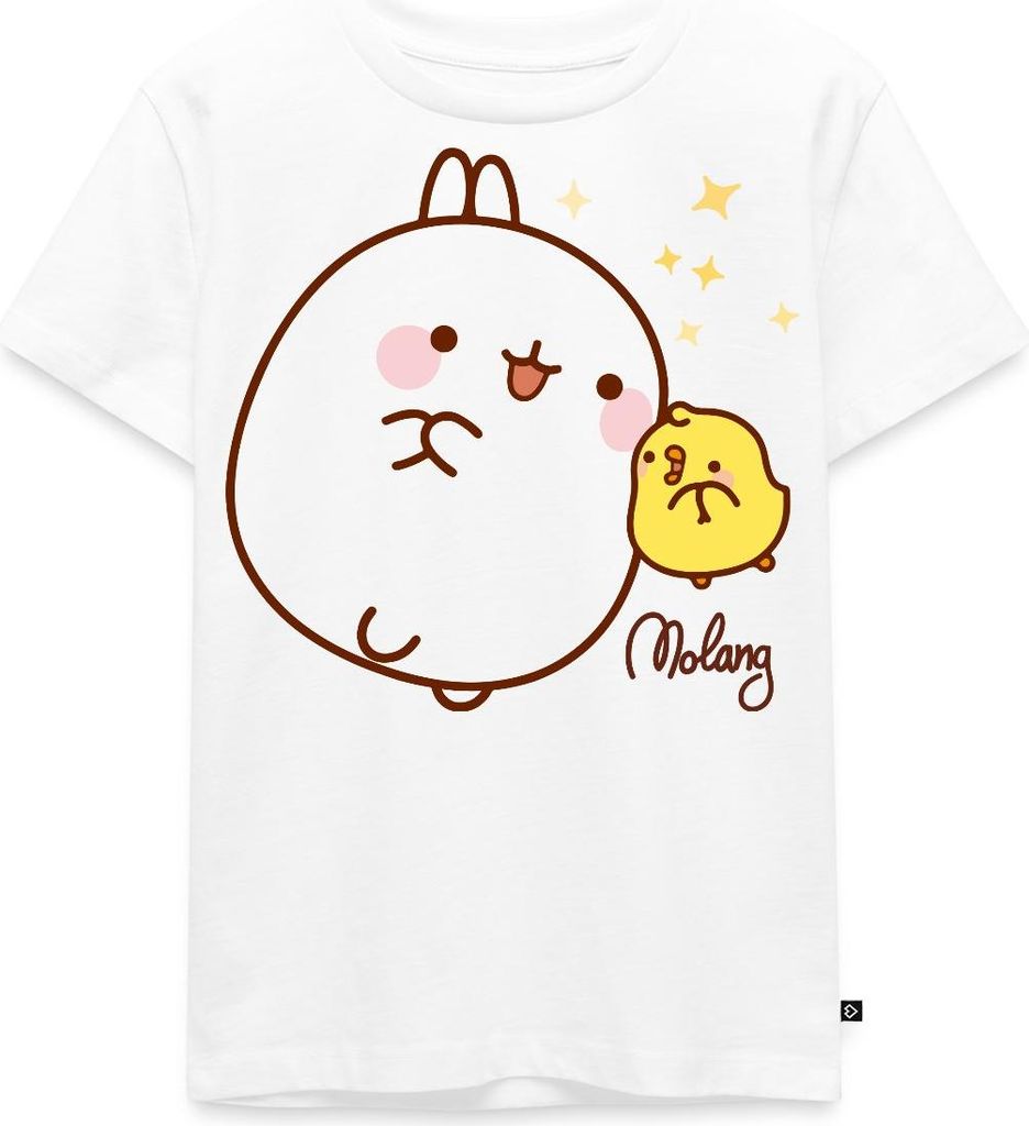 Spreadshirt Molang Piu Piu Sterne Kinder Premium T-Shirt, 98/104 (2 Jahre), Weiß
