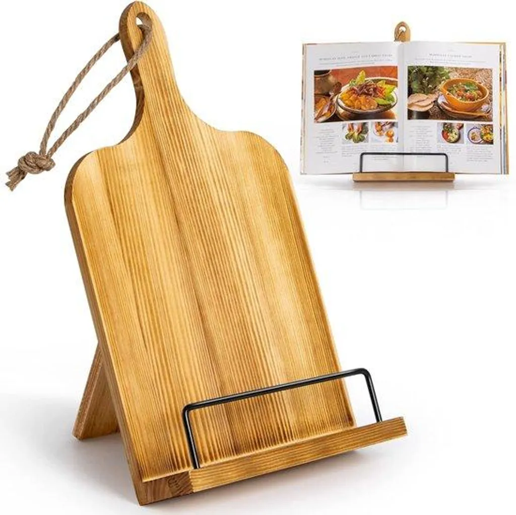 Pupitre de lecture de cuisine bois marron pour tablette et livre