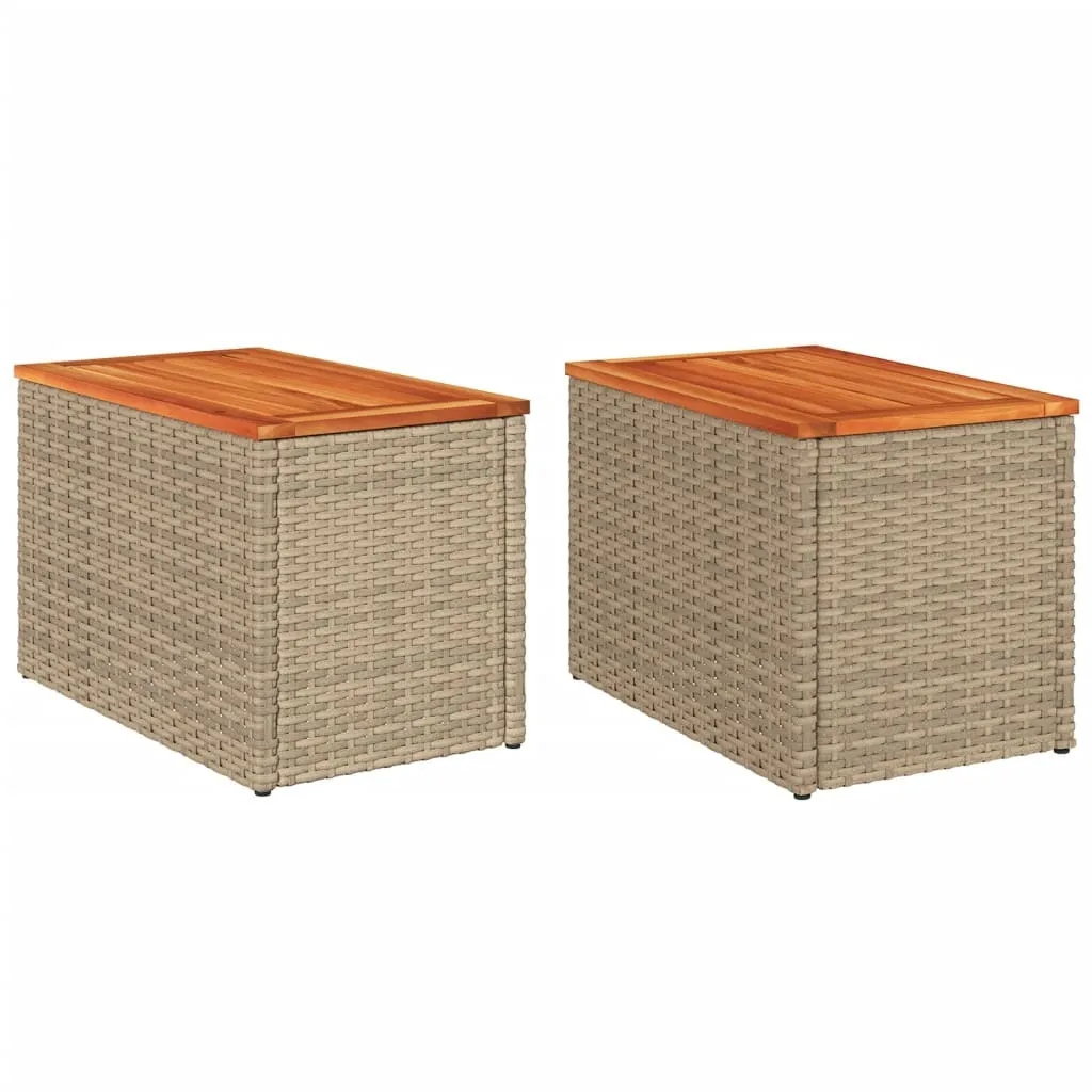 Set 2 Tavolini Outdoor Beige 55x34x37 cm - Design Poly Rattan Moderno