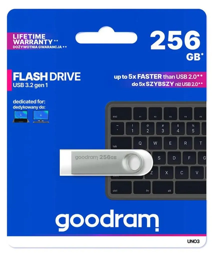 Goodram USB UNO3-2560S0R11 Clé USB 256 Go 3.2 Gen 1 Argent Robuste