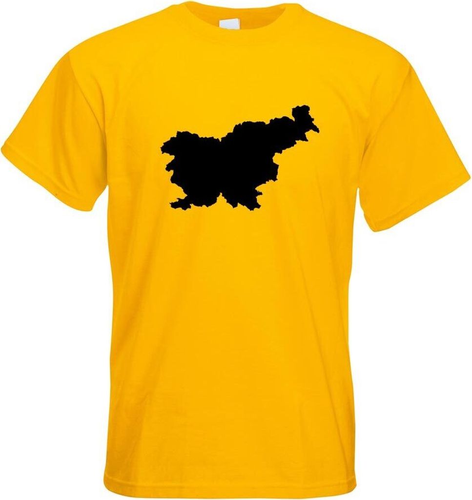 Kiwistar - T-Shirt - gelb - Slowenien Umriss Kontur Herren Funshirt Bedruckt Design Sprüche Spruch Motive - mit Motiv Bedruckt - Funshirt Design -...