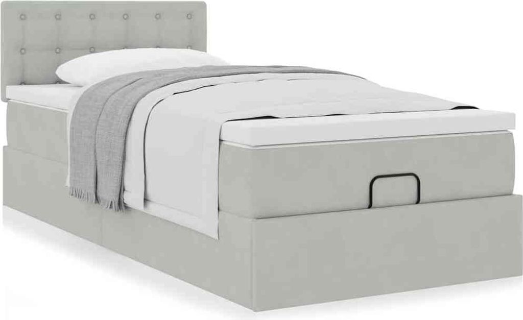 Maison Exclusive - Ottoman-Bett mit Matratze Hellgrau 100x200 cm Samt