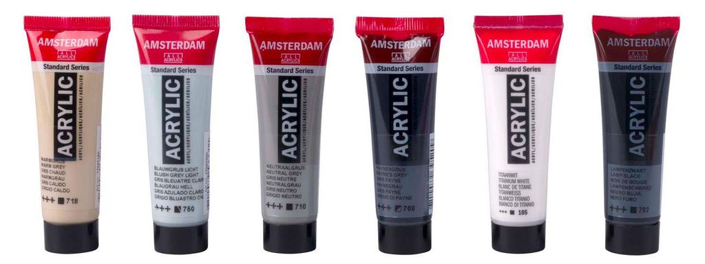 Amsterdam 17820505, 20 ml, Schwarz, Grau, Weiß, Satin, Tube